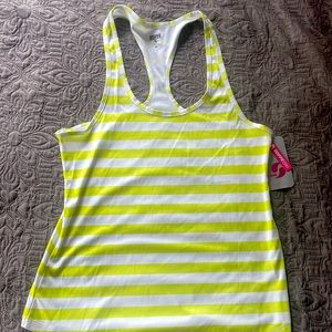Soffe racer back tank top size medium, green and white striped.